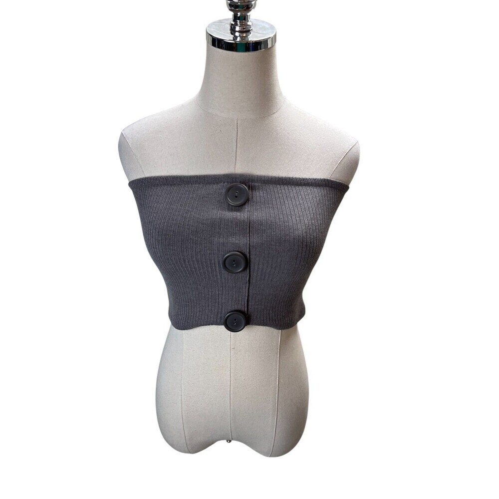 Urban Outfitters Tube Top Large Size Women's Gray Decorative Buttons